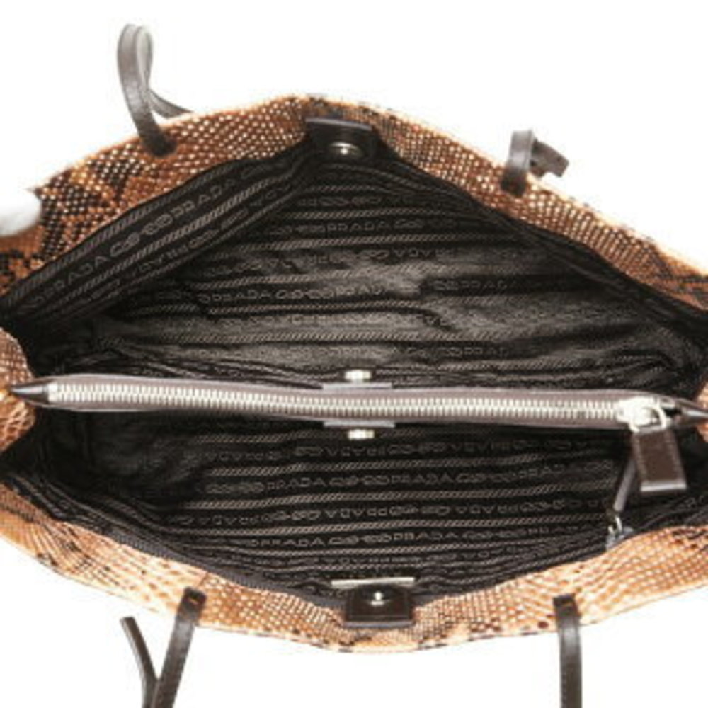 Prada Python Handbag Brown Leather - image 8